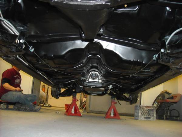 68_GTO_transmission_crossmember_and_parking_brake_assembly